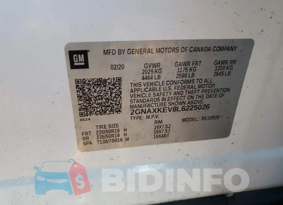 2GNAXKEV8L6225026 Photo# 12