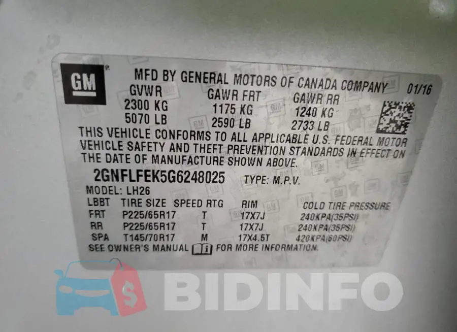 2GNFLFEK5G6248025 Photo# 12