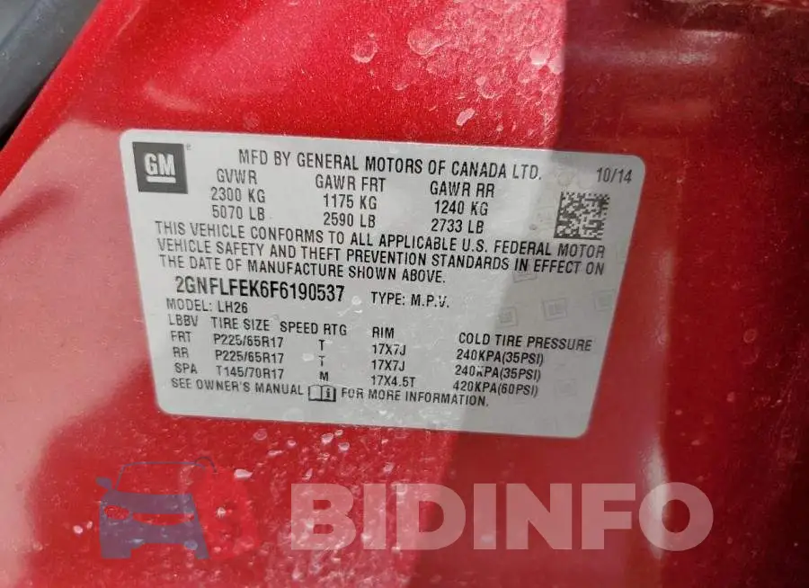 2GNFLFEK6F6190537 Photo# 13
