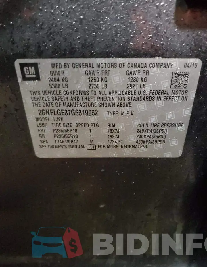 2GNFLGE37G6319952 Photo# 13