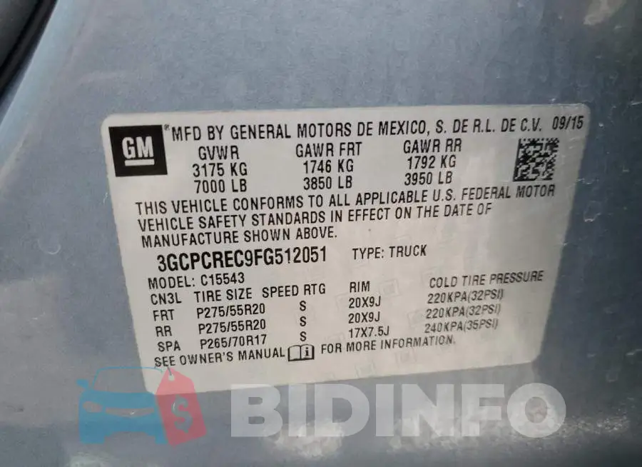 3GCPCREC9FG512051 Photo# 12