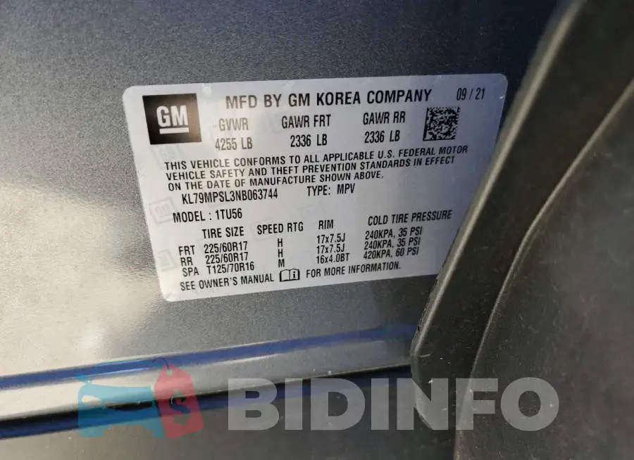 KL79MPSL3NB063744 Photo# 12