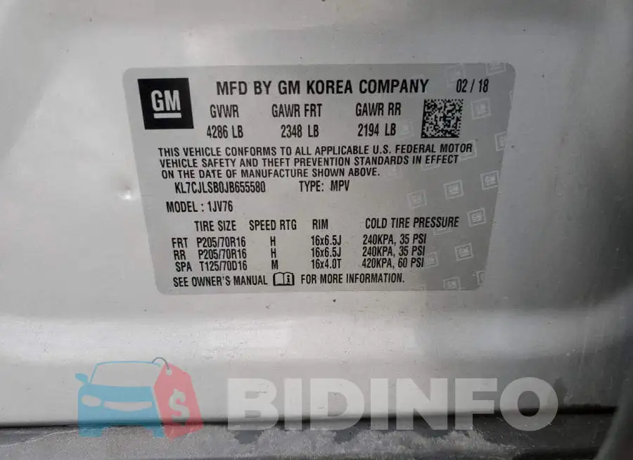 KL7CJLSB0JB655580 Photo# 12