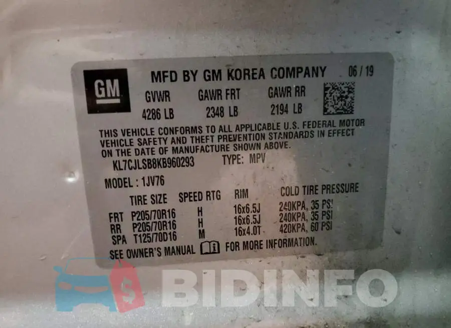 KL7CJLSB8KB960293 Photo# 12