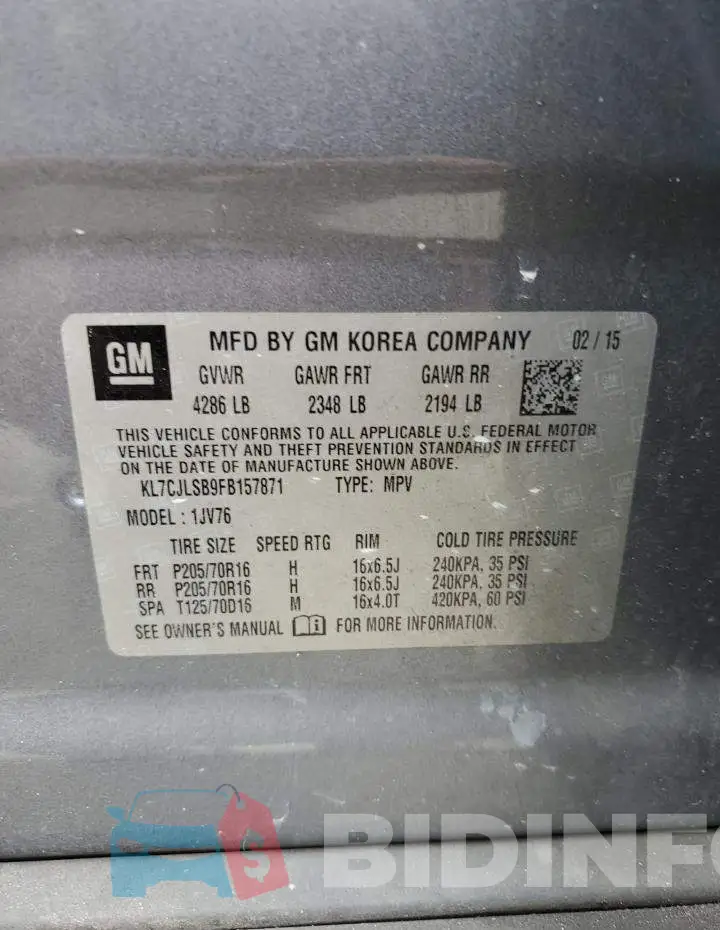 KL7CJLSB9FB157871 Photo# 13