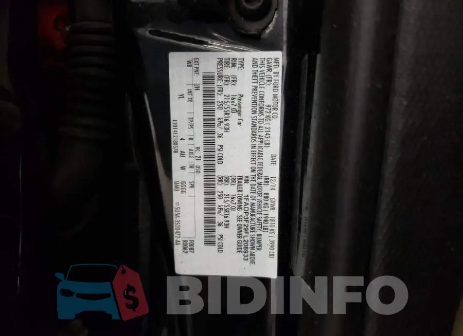 1FADP3F29FL208933 Photo# 12