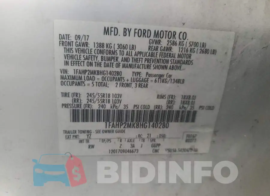 1FAHP2MK8HG140280 Photo# 12