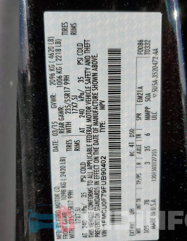 1FMCU0F79FUB90402 Photo# 13