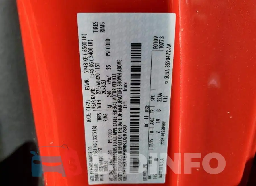 1FTEX1EP8MKD29780 Photo# 12