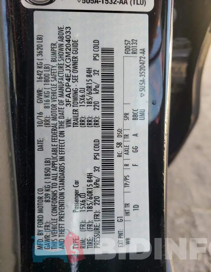 3FADP4EJXGM204033 Photo# 12