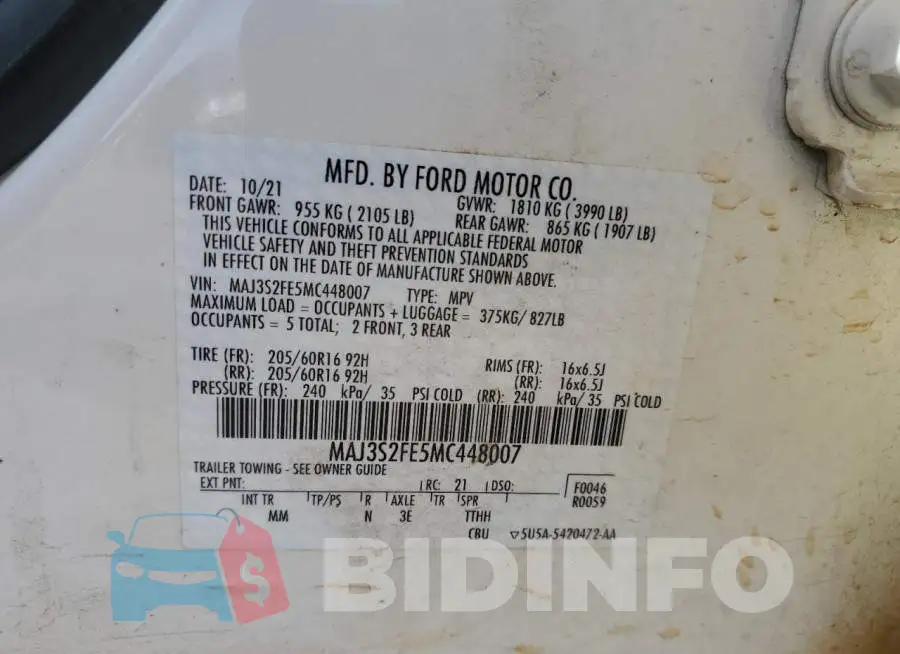 MAJ3S2FE5MC448007 Photo# 12