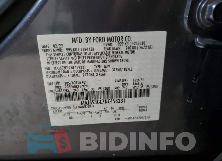 MAJ6S3GL7NC458331 Photo# 13