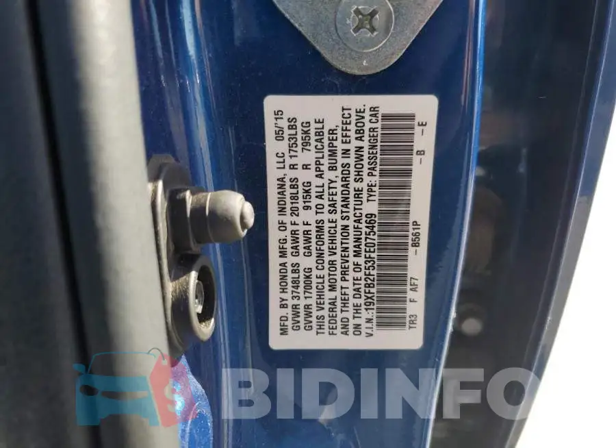 19XFB2F53FE075469 Photo# 12