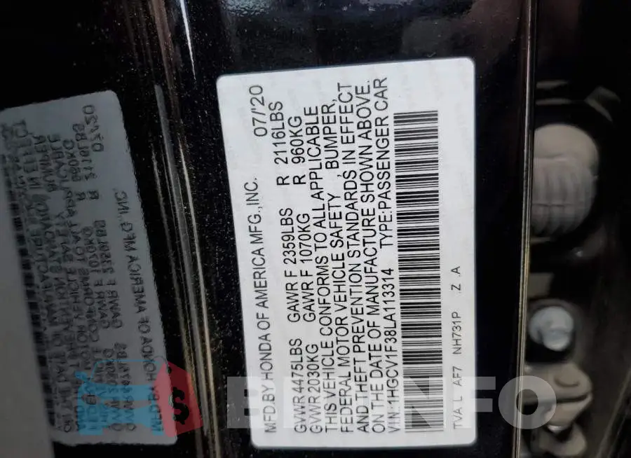 1HGCV1F38LA113314 Photo# 12