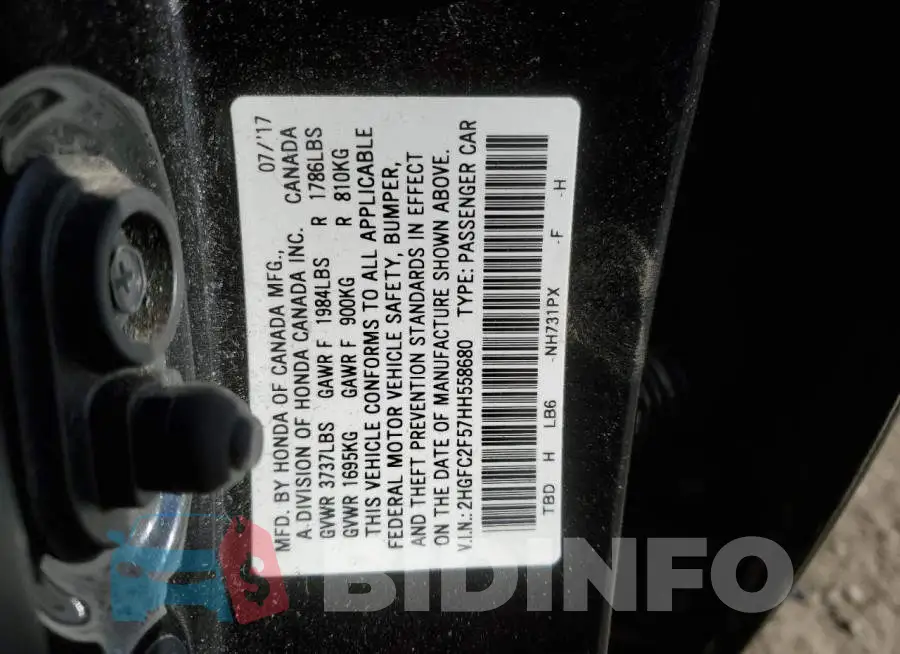 2HGFC2F57HH558680 Photo# 12