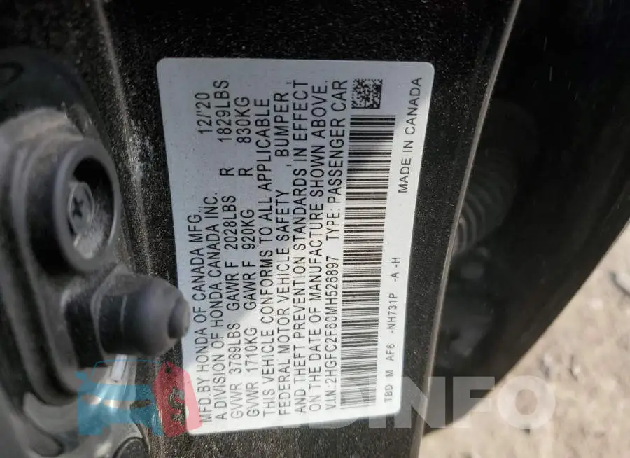 2HGFC2F60MH526897 Photo# 13