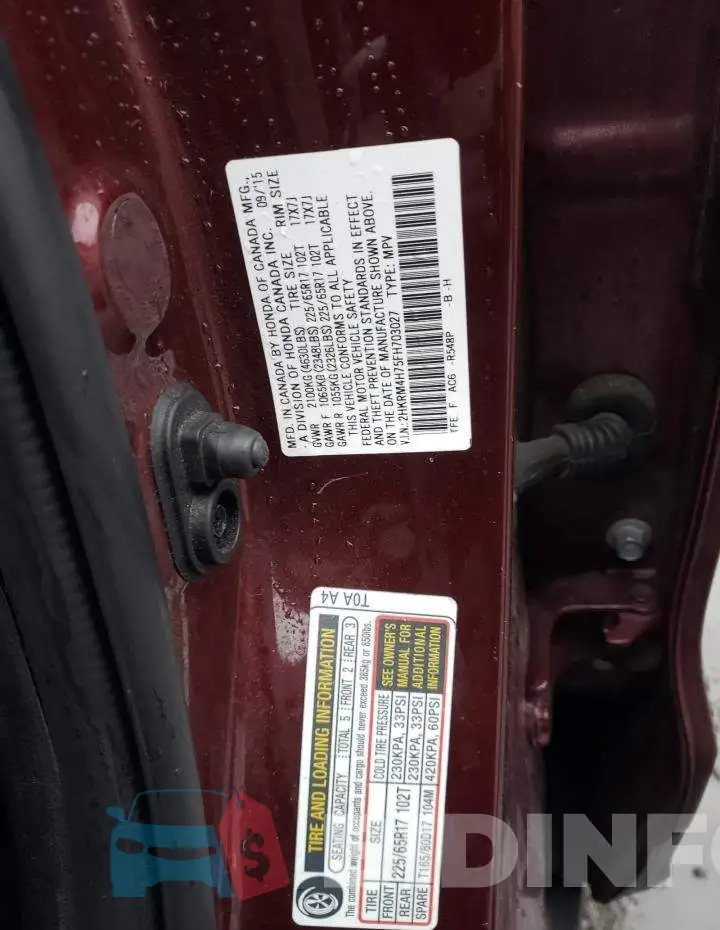 2HKRM4H75FH703027 Photo# 13