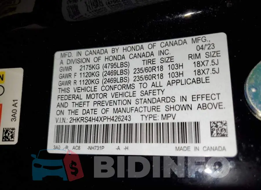2HKRS4H4XPH426243 Photo# 13