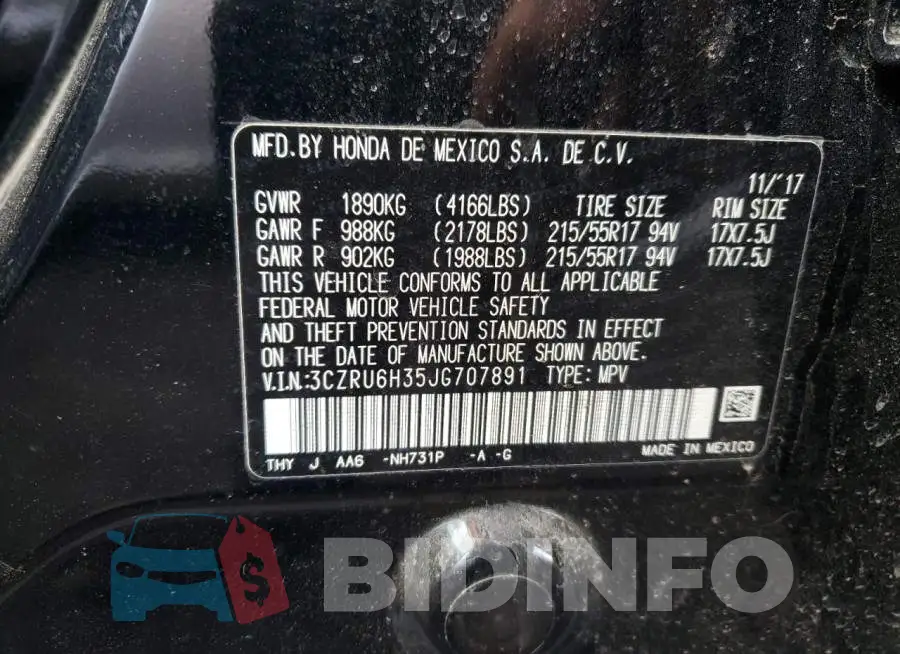 3CZRU6H35JG707891 Photo# 12
