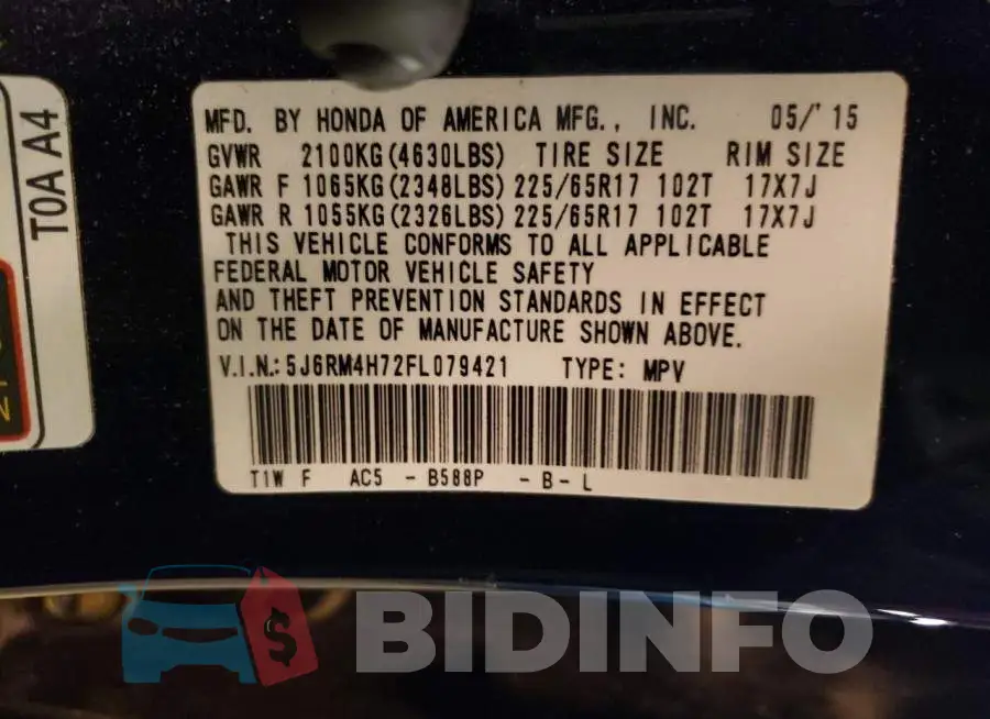 5J6RM4H72FL079421 Photo# 12