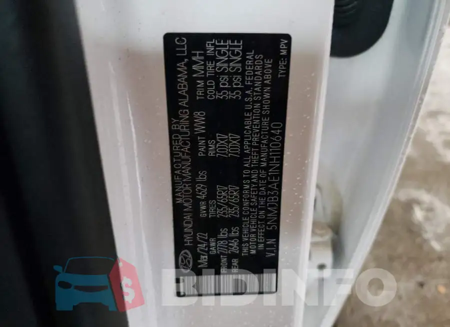5NMJB3AE1NH110640 Photo# 14