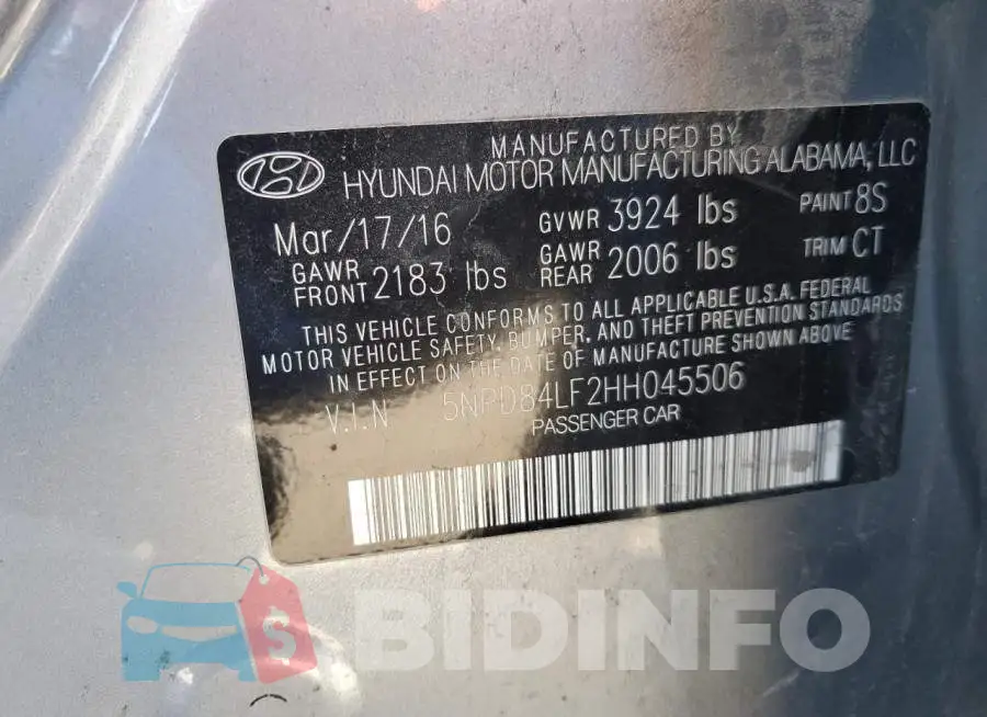 5NPD84LF2HH045506 Photo# 13