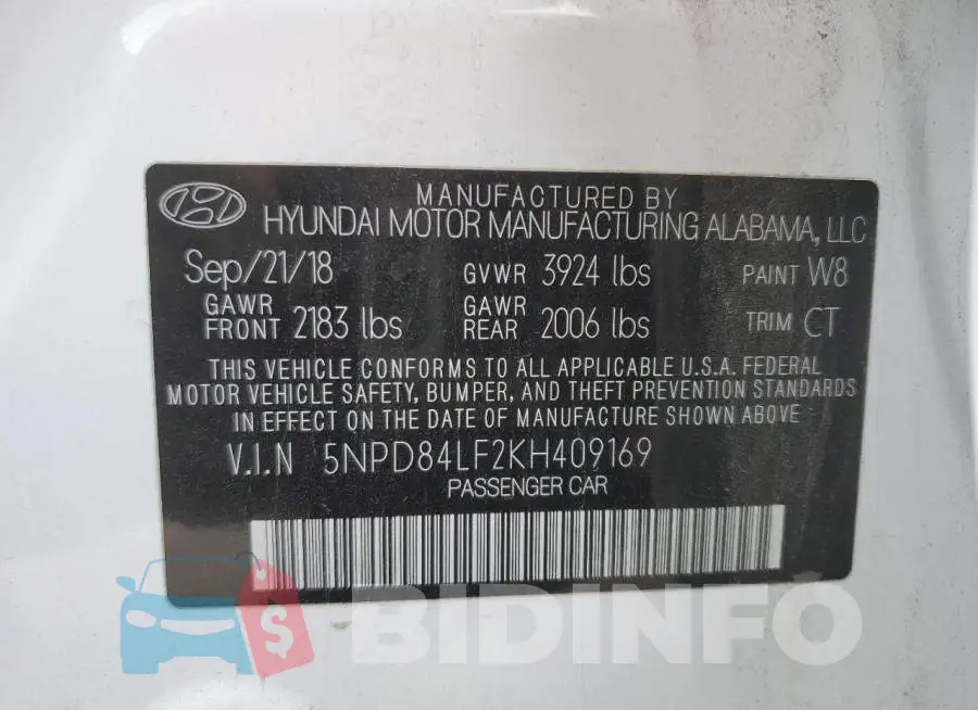5NPD84LF2KH409169 Photo# 12