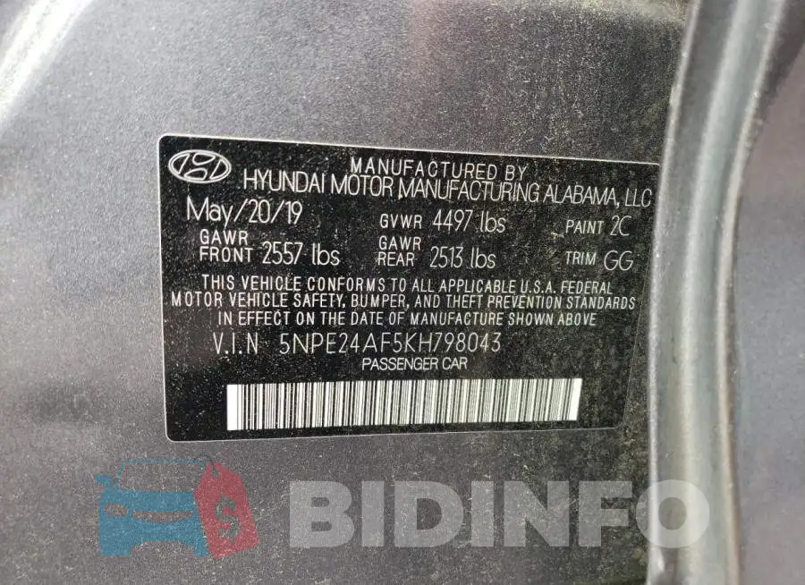 5NPE24AF5KH798043 Photo# 12