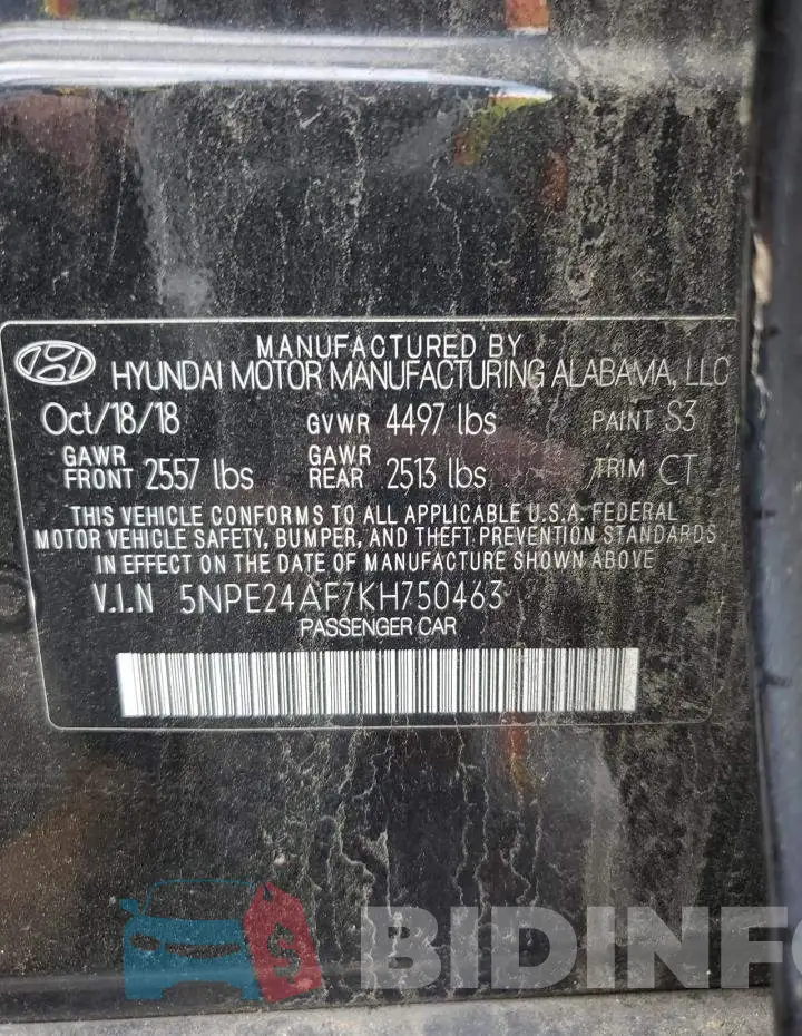 5NPE24AF7KH750463 Photo# 12
