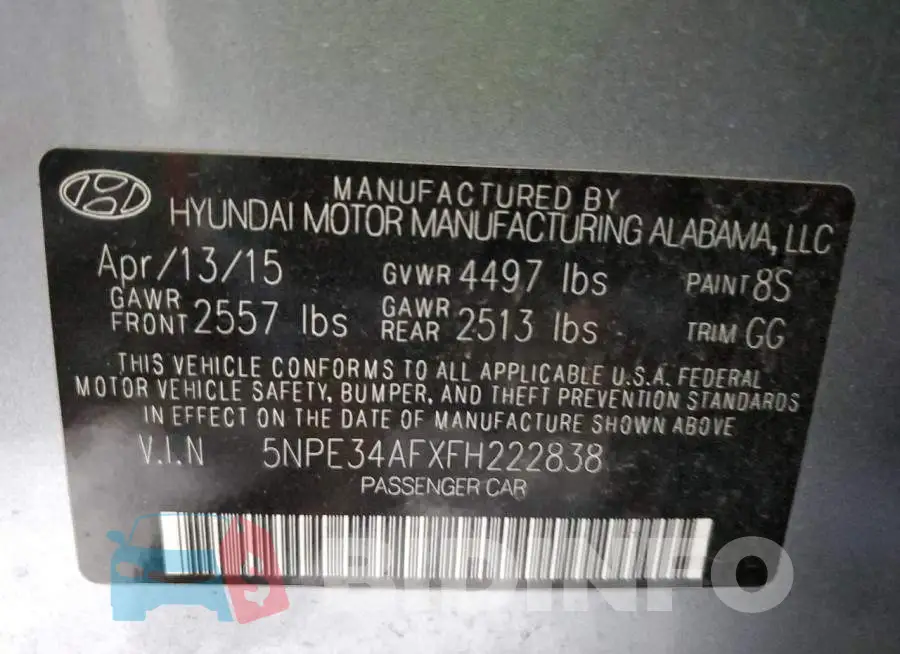 5NPE34AFXFH222838 Photo# 12