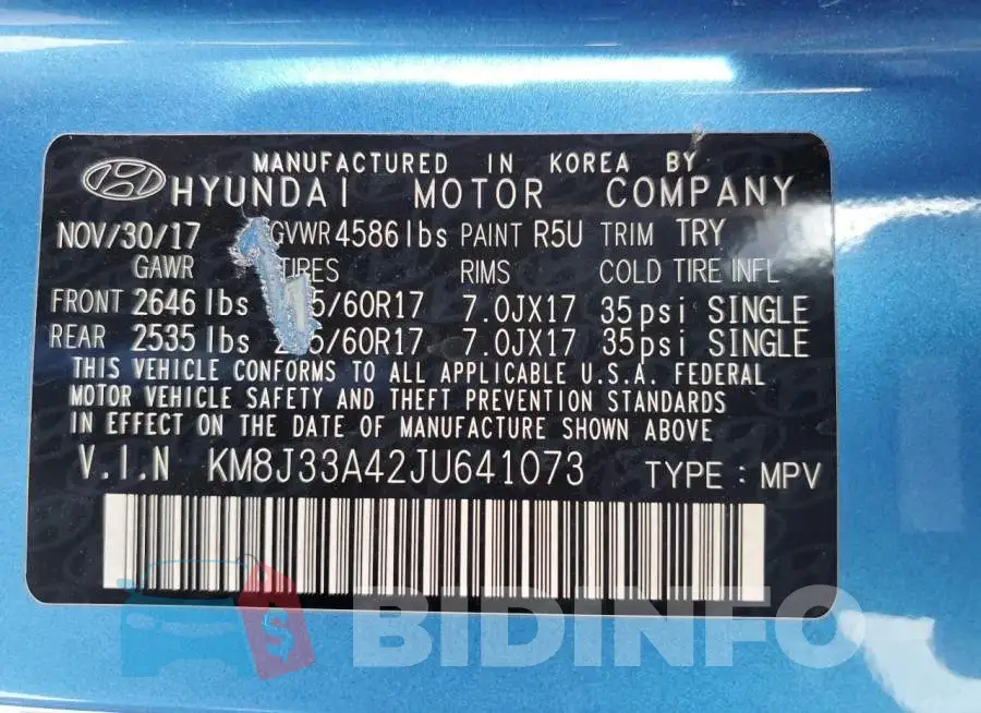 KM8J33A42JU641073 Photo# 12