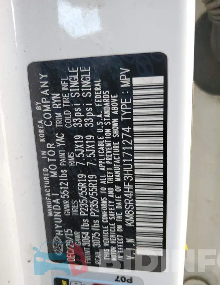 KM8SR4HF3HU171274 Photo# 12