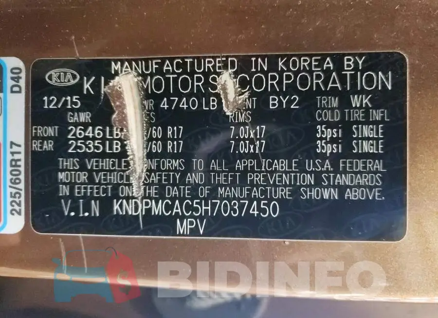 KNDPMCAC5H7037450 Photo# 12