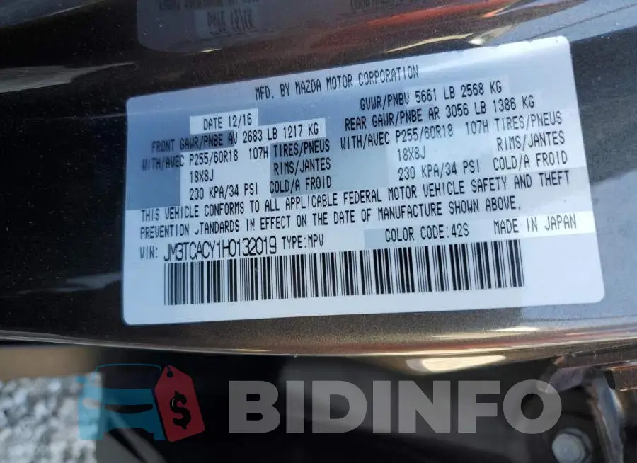 JM3TCACY1H0132019 Photo# 14