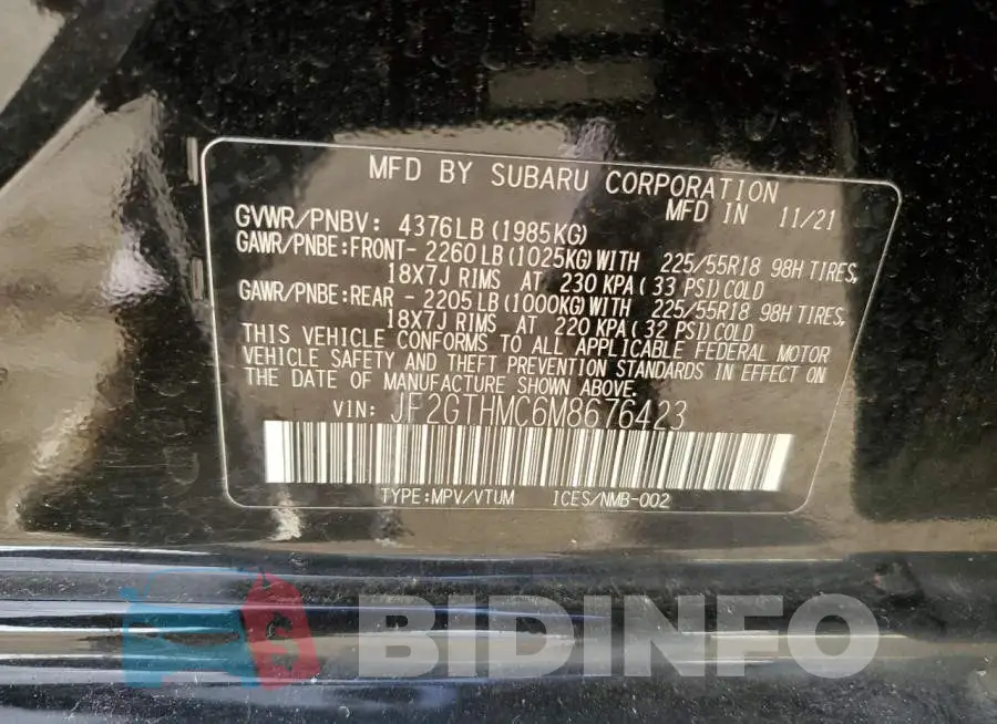 JF2GTHMC6M8676423 Photo# 12