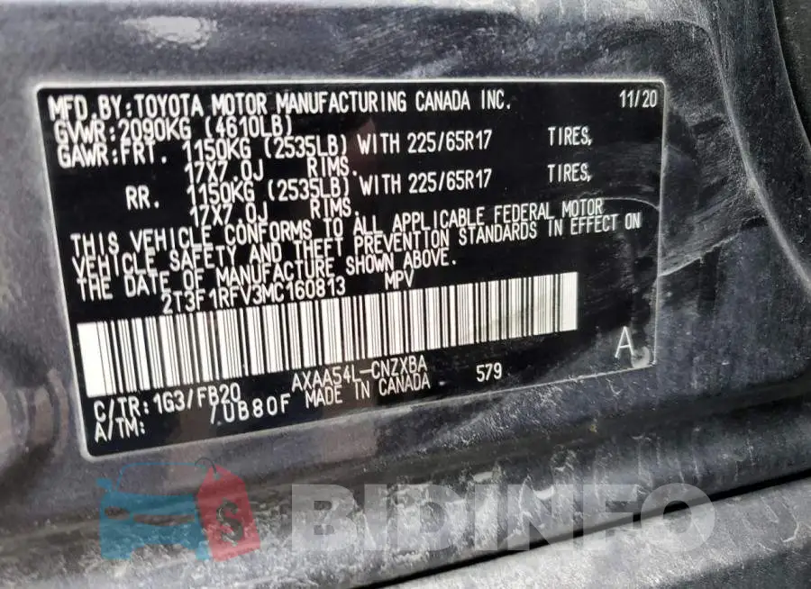 2T3F1RFV3MC160813 Photo# 13