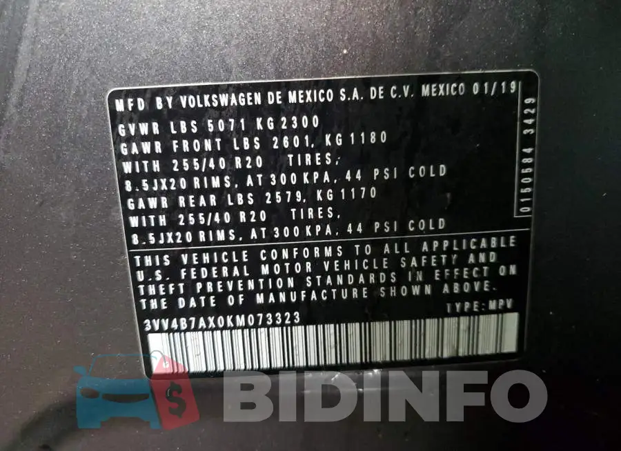 3VV4B7AX0KM073323 Photo# 12