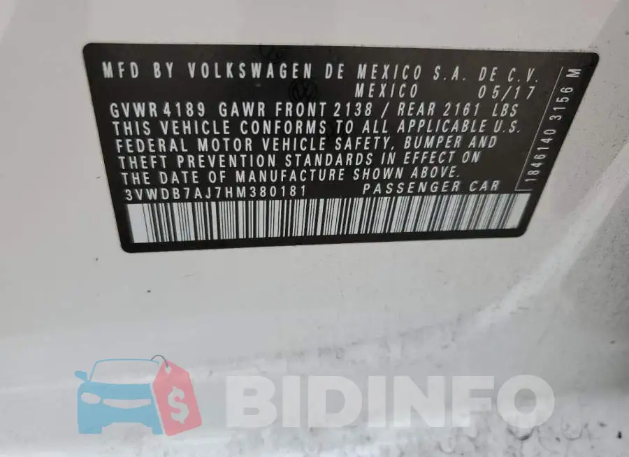 3VWDB7AJ7HM380181 Photo# 12