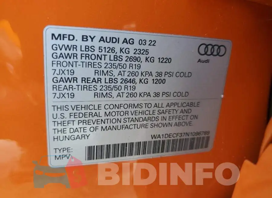 WA1DECF37N1096789 Photo# 14