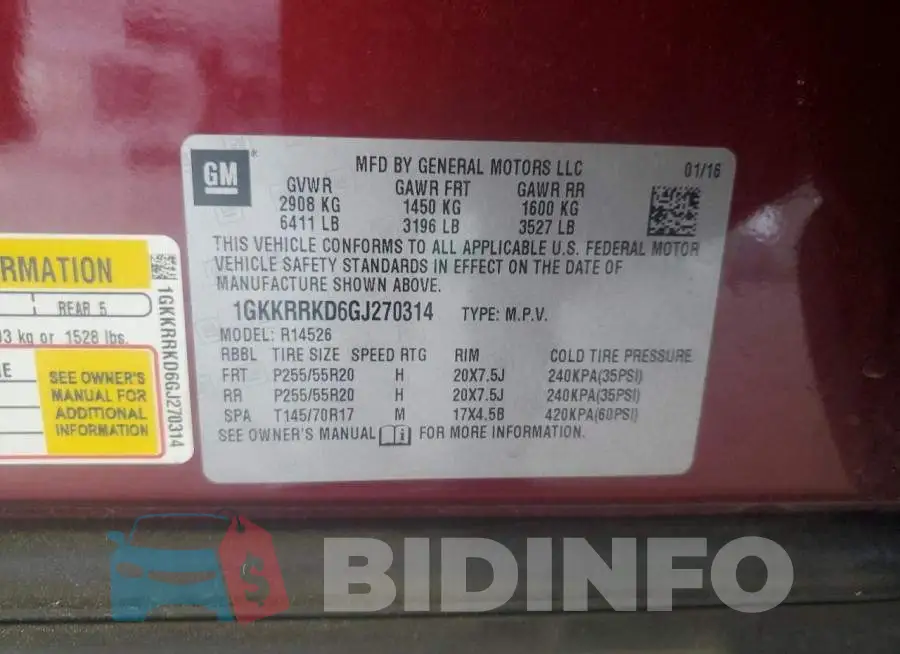 1GKKRRKD6GJ270314 Photo# 13