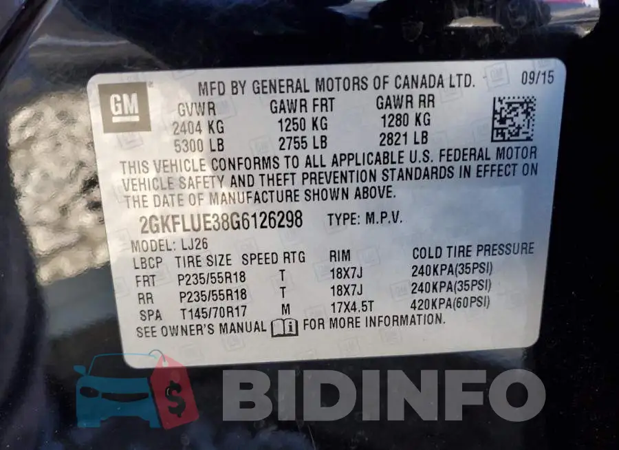 2GKFLUE38G6126298 Photo# 12
