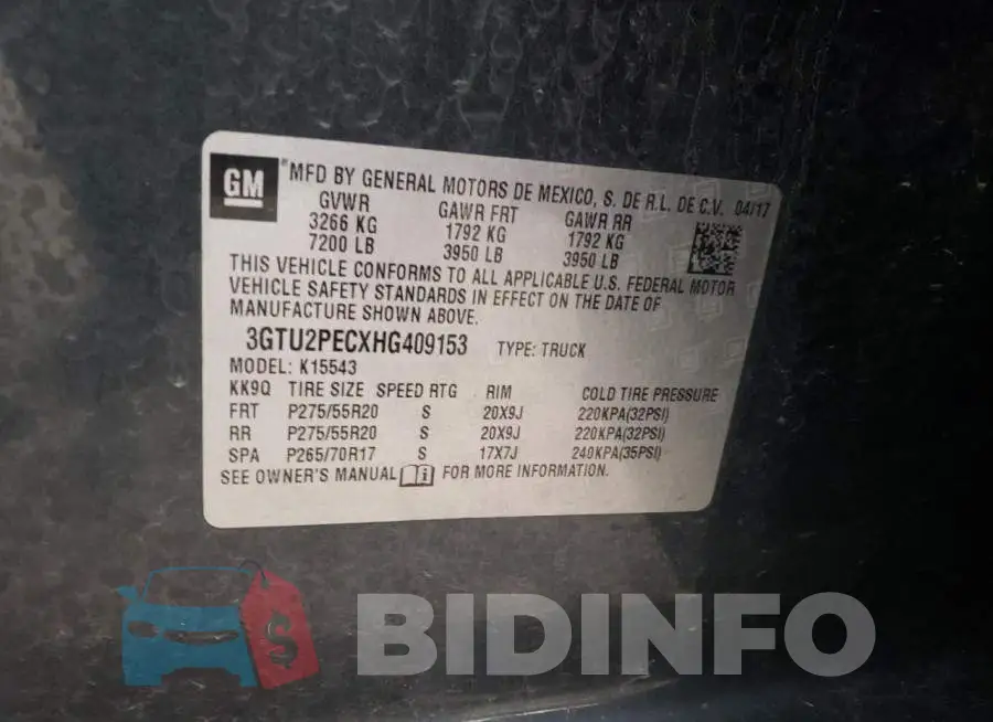 3GTU2PECXHG409153 Photo# 12