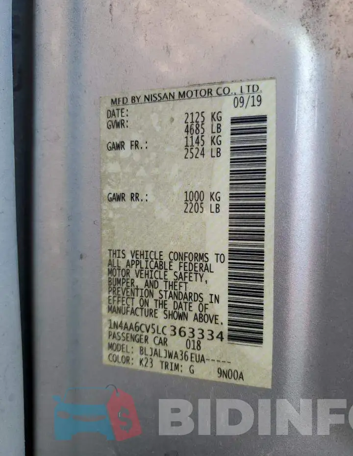 1N4AA6CV5LC363334 Photo# 12