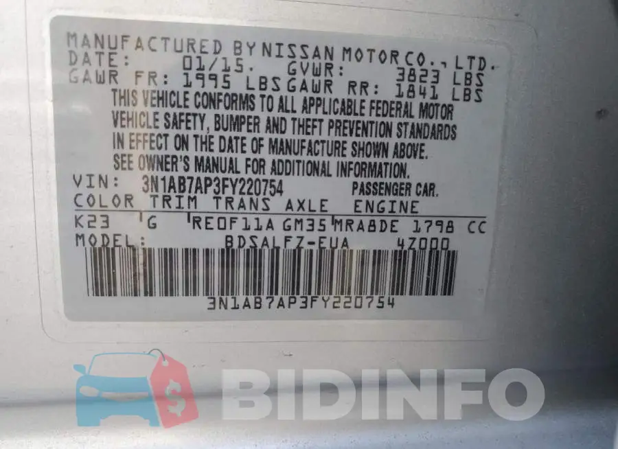 3N1AB7AP3FY220754 Photo# 13