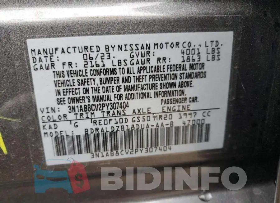 3N1AB8CV2PY307404 Photo# 13