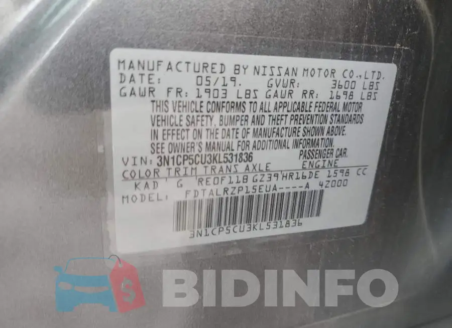 3N1CP5CU3KL531836 Photo# 12
