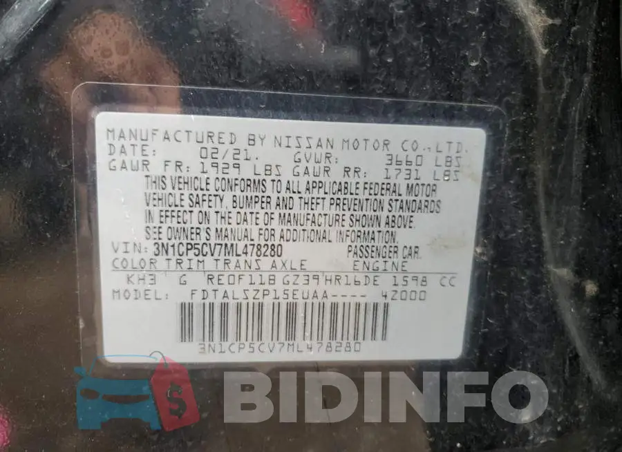 3N1CP5CV7ML478280 Photo# 13