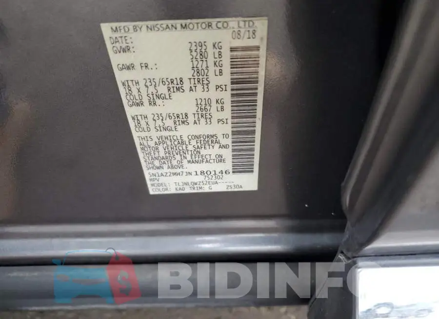 5N1AZ2MH7JN180146 Photo# 13