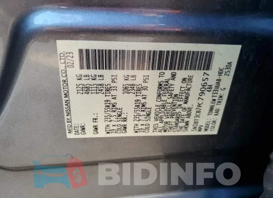 5N1BT3CB7PC790657 Photo# 13