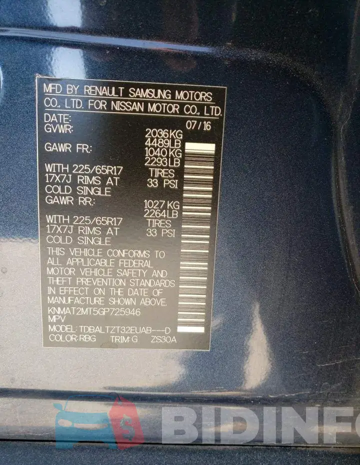 KNMAT2MT5GP725946 Photo# 13